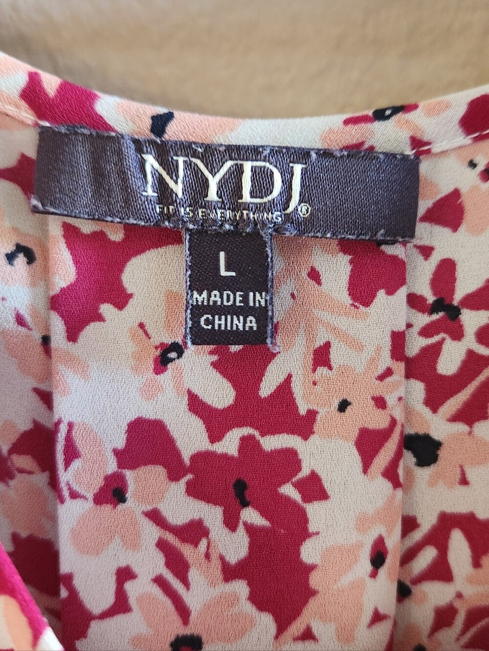 NYDJ Pink Floral Blouse L - Picture 2 of 4